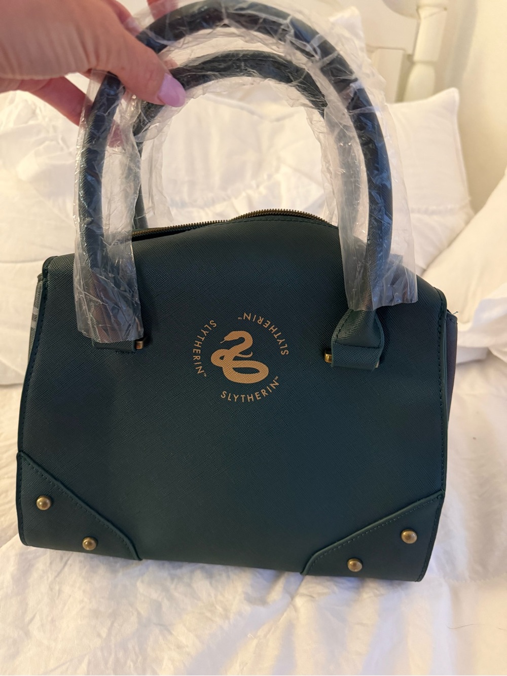 Warner Bros. Slytherin Green Satchel with Gold Crest - Picture 5 of 8